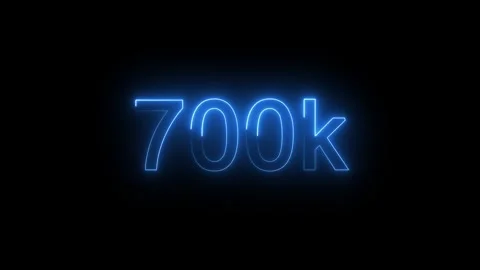 Glowing neon 700K text animation on black background. Stock Footage 317217856