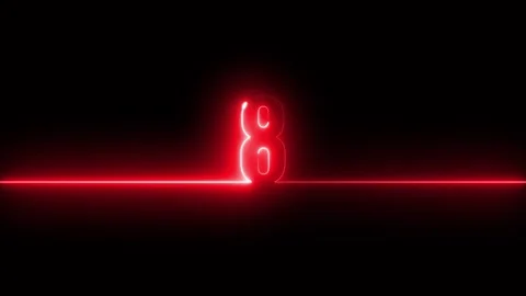 Glowing neon 8 text icon animation isolated on Black Background Stock Footage 321883488
