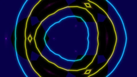 Glowing neon abstract circular pattern revealing futuristic digital vortex .. Stock Footage 339331127