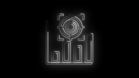 Glowing neon abstract data graph with target icon on black background futur.. Stock Footage 346823038