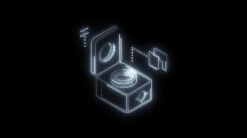 Glowing neon abstract geometric shape with connected data elements and circ.. Stock Footage 314703410