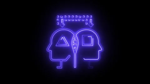 Glowing Neon Abstract Heads Data Transfer Concept Futuristic Technology Sym.. Stock Footage 314712637