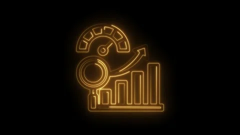 Glowing neon abstract progress bar gauge and bar chart rising arrow symbolizing Stock Footage 333959180