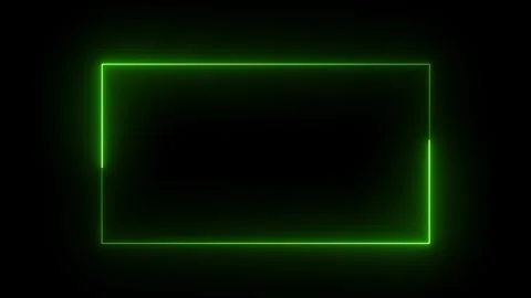 Glowing neon abstract rectangle shape line animation green color, neon rectangle Stock Footage 301079211