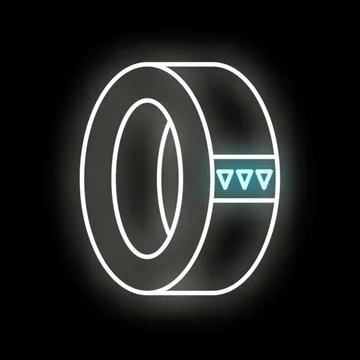 Glowing neon abstract ring with triangles on black background Stock Illustration