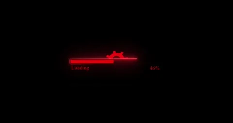 Glowing neon abstract setting icon loading bar animation. 0 to 100 percent top s Vídeos de archivo 330730271