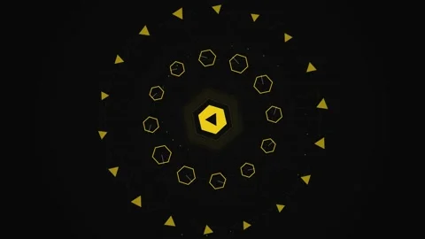 Glowing neon abstract tech mandala background with vibrant golden energy line Stock Footage 344249050
