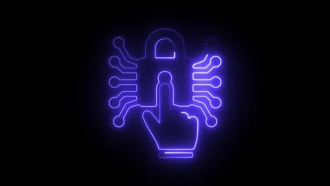 Glowing neon access control icon isolated on black background. HD Video mot.. Stock Footage 304109048