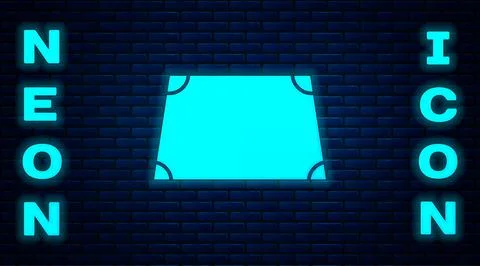 Glowing neon Acute trapezoid shape icon isolated on brick wall background Stock Illustration