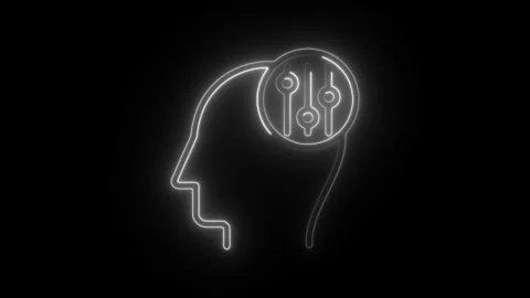 Glowing neon adaptability icon isolated on black background. skill, talent,.. Stock Footage 304109905