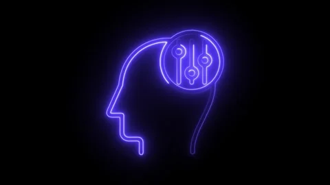 Glowing neon adaptability icon isolated on black background. skill, talent,.. Stock Footage 304109927