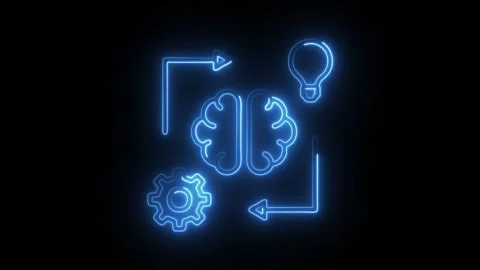 Glowing neon adaptable icon isolated on black background. HD Video motion g.. Video stock 304539508