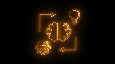 Glowing neon adaptable icon isolated on black background. HD Video motion g.. Video stock 304539558