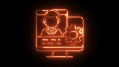 Glowing neon admin panel icon isolated on black background. HD Video motion.. Stock Footage 304240430