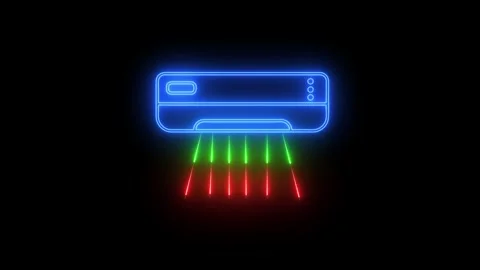 Glowing neon Air conditioning icon animation simple best. air conditioner t.. Stock Footage 324885403