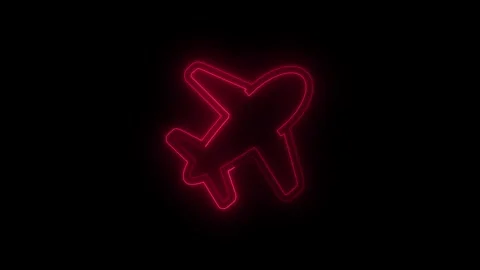 Glowing neon airplane icon abstract. Airplane transport symbol. Airplane ic.. Stock Footage 340243271