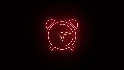 Glowing neon Alarm Clock red color Stock Footage 321040541