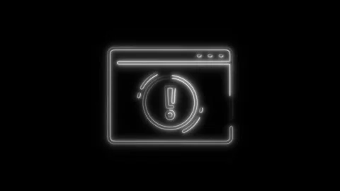 Glowing neon alert icon isolated on black background. HD Video motion graph.. Stock Footage 304142858