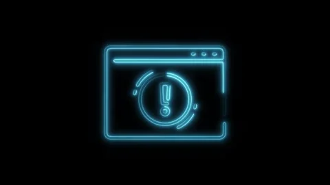 Glowing neon alert icon isolated on black background. HD Video motion graph.. Stock Footage 304142967