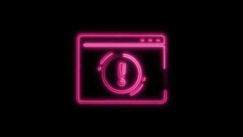 Glowing neon alert icon isolated on black background. HD Video motion graph.. Stock Footage 304142997
