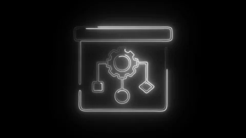 Glowing neon algorithm icon isolated on black background. HD Video motion g.. Video stock 304550353