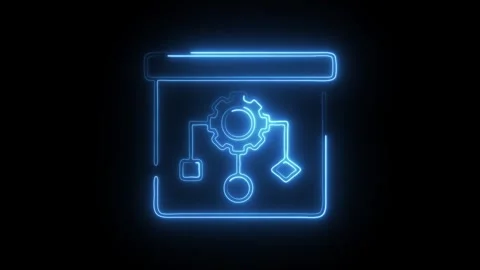 Glowing neon algorithm icon isolated on black background. HD Video motion g.. Video stock 304550369