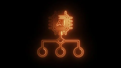 Glowing neon algorithms icon isolated on black background. HD Video motion .. Stock Footage 304110094