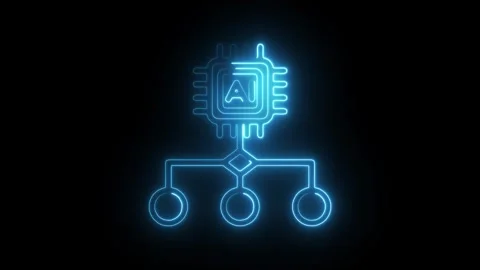 Glowing neon algorithms icon isolated on black background. HD Video motion .. Stock Footage 304110109