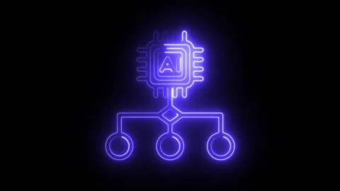 Glowing neon algorithms icon isolated on black background. HD Video motion .. Stock Footage 304110110