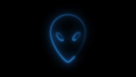 Glowing neon Alien head icon on black background. Martian head icon animati.. Stock Footage 340089751