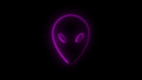 Glowing neon Alien head icon on black background. Martian head icon animati.. Stock Footage 340243272