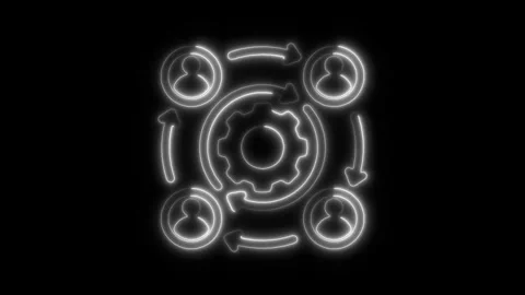 Glowing neon alignment icon isolated on black background. HD Video motion g.. Video stock 304154402
