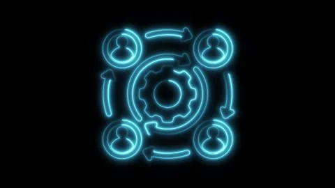 Glowing neon alignment icon isolated on black background. HD Video motion g.. Video stock 304154454
