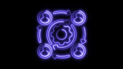 Glowing neon alignment icon isolated on black background. HD Video motion g.. Video stock 304154459