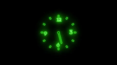 Glowing neon Analog Clock Countdown Loop Animation Stock-Footage 337022423