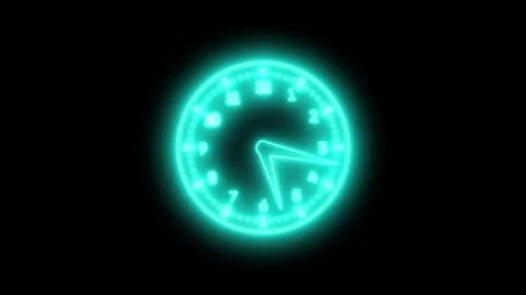 Glowing neon Analog Time Countdown Motion Graphic for Broadcast Stock Footage 337019200