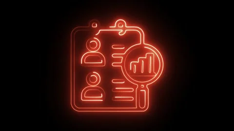 Glowing neon analysis icon isolated on black background. HD Video motion gr.. Stock Footage 304128372