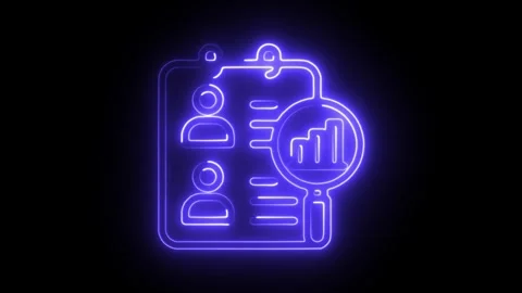 Glowing neon analysis icon isolated on black background. HD Video motion gr.. Stock Footage 304128373