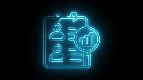 Glowing neon analysis icon isolated on black background. HD Video motion gr.. Stock Footage 304128374