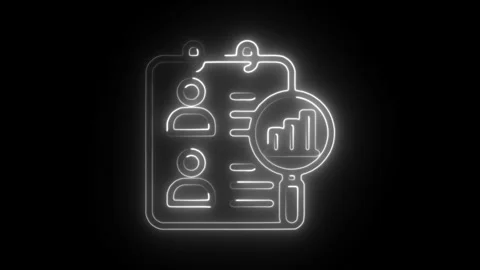 Glowing neon analysis icon isolated on black background. HD Video motion gr.. Stock Footage 304128375