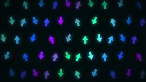 Glowing Neon Up and Down Arrows on Dark Background Stock Footage 341081005