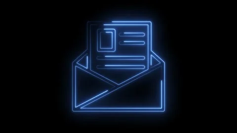 Glowing neon animation of an envelope with document inside futuristic digital 스톡 동영상 322962416