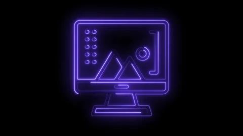 Glowing neon animation of image editing software interface on computer screen Stock Footage 322960576