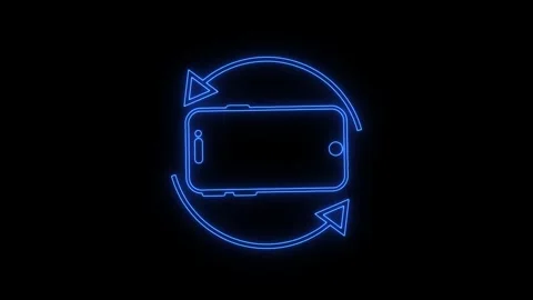 Glowing neon animation of Please Rotate Your Phone to Landscape 90 Rotation.. Stock Footage 307551192