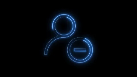 Glowing neon animation of remove user icon on black background with futuris.. Stock Footage 312447391