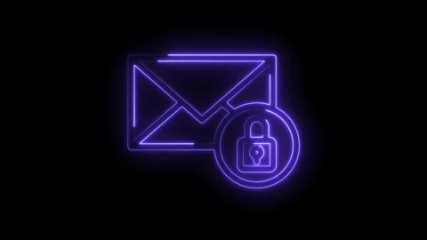 Glowing neon animation of secure email or encrypted message with padlock fo.. Stock Footage 312308956