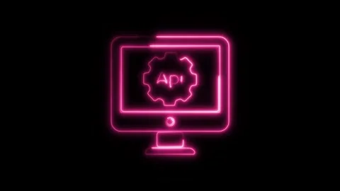 Glowing Neon API Icon Isolated, HD Motion Graphic Representing Integration,.. Stock Footage 301205031