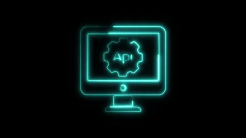 Glowing Neon API Icon Isolated, HD Motion Graphic Representing Integration,.. Stock Footage 301205037