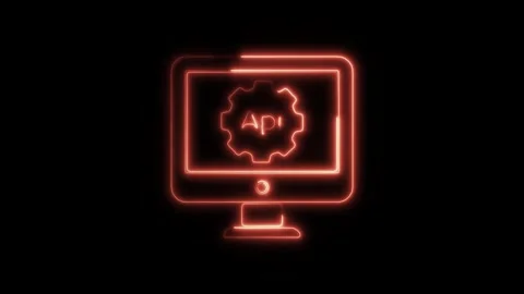 Glowing Neon API Icon Isolated, HD Motion Graphic Representing Integration,.. Stock Footage 301205055