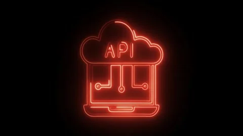 Glowing neon api integration icon isolated on black background. HD Video mo.. Stock Footage 314641932